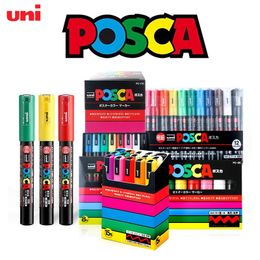 Markers Uni Posca Paint Marker Set Acrylkunst op waterbasis Schilderpennen voor steenkeramiek Glas Canvas Mok Houtknutsels Tekenen 231030