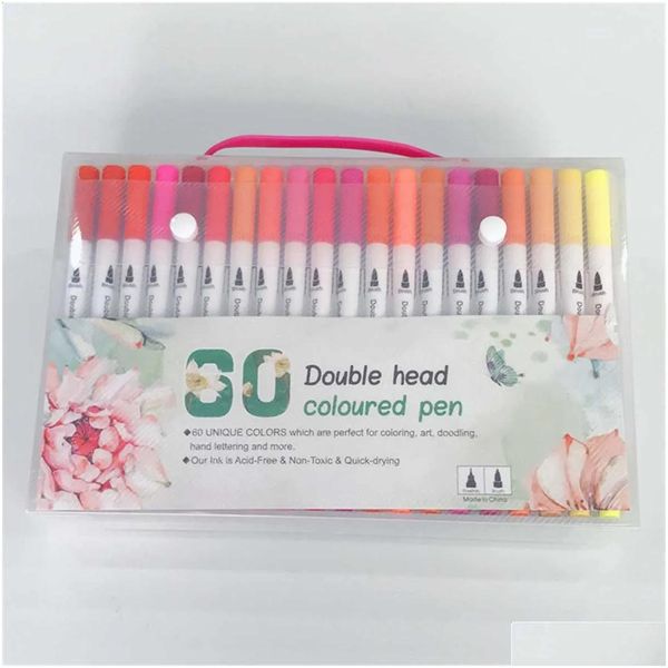 Marcadores Venta al por mayor 100 colores Pincel de doble punta Color Pluma Arte Touchfive Copic Acuarela Fineliner Ding Pintura Papelería Gota Entregar Otdii