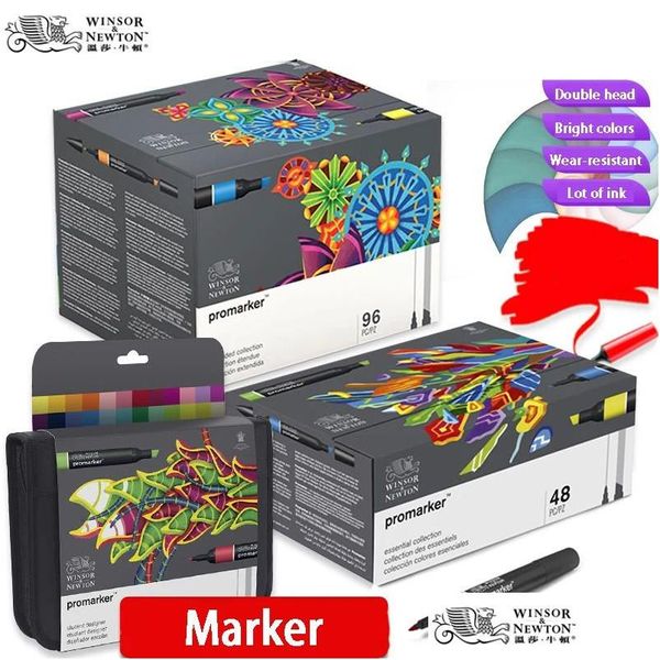 Marqueurs Winsor Ton Promarker Promarker 6/12/24/48/96 Couleurs Set Twin / Double Tip Based Alcool Based Styler Design Pro for Artists Drop Dhcfh