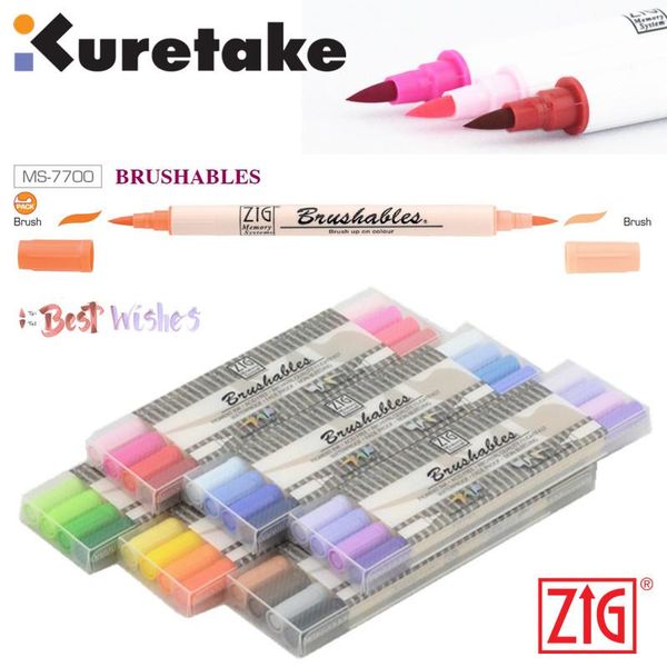 Marqueurs ZIG Kuretake – ensemble de stylos marqueurs MS7700, pinceaux à aquarelle, imperméables, pinceaux à double pointe, stylos de mariage japonais