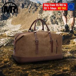 MARKROYAL toile cuir hommes sacs de voyage bagage à main sac hommes sac polochon sac à main voyage fourre-tout grand week-end sac Drop 240103