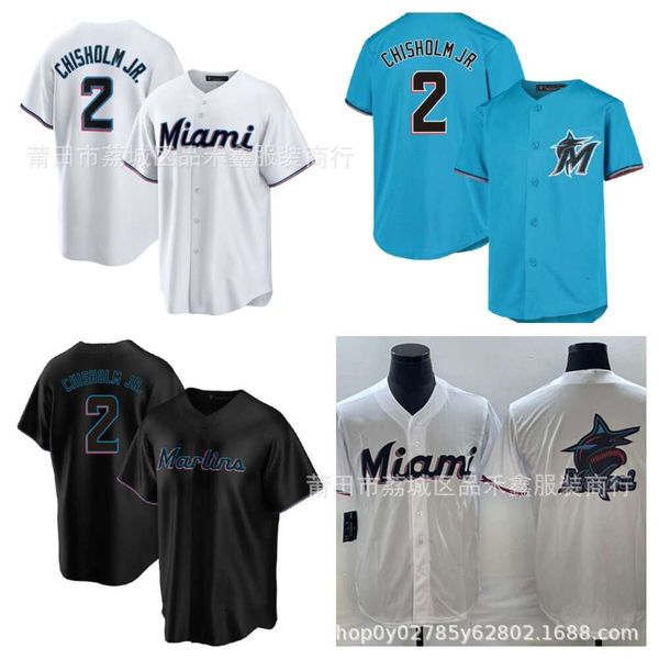 Marlins Baseball 2#Chisholmjr bordado en blanco grande sin palabras