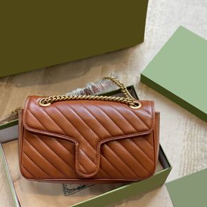 Marmont Platte tassen Schoudertas met ketting Klassieke look Veelzijdige Crossbody Dames Zwarte handtas Dames Luxe portemonnee Echt leer Rood Wit Clutch PM-formaat portemonnee