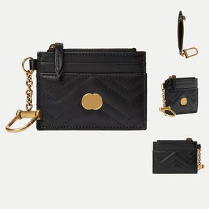 Marmont Avec boîte porte-clés 627064 Designer de luxe Porte-monnaie pour homme Porte-cartes chaîne originale Porte-cartes 4 Porte-cartes Porte-monnaie Pochette à la mode Cuir véritable