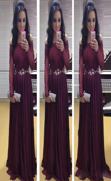 Maroon Burgundy Red Prom Robe à manches longues Robe de fête d'occasion spéciale Plus Vestidos de Festa Longo Tendencia4184642