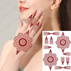 Kastanjebruine kleur Henna tattoo stickers voor hand bruin rood tijdelijke tatoeages voor vrouwen waterdichte Mehndi tattoo nep Hena