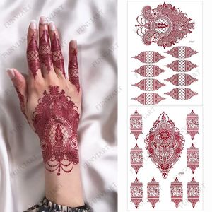 Autocollants de tatouage au henné marron pour la main Brown Henné Tatouage instantané pour les femmes Tatouage temporaire imperméable 240425
