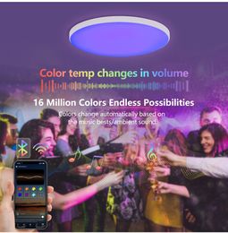 Plafonnier intelligent MARPOU RGB avec contrôle vocal App Alexa/Google télécommande led lumières pour chambre chambre