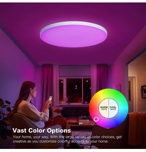 MARPOU RGB Smart plafonnier avec App commande vocale Alexa/Google télécommande 220V lampe led lumières pour chambre chambre