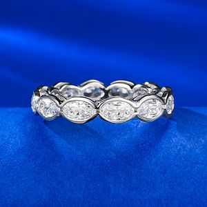 Marquise Cut Gems Anillo de diamantes 100% real 925 Sterling Silver Party anillos de boda para mujeres Joyería de compromiso