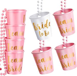 Mariage enterrement de vie de jeune fille équipe mariée bricolage chaîne de perles en plastique tasse collier barre jouer accessoires jeu à boire tasse perlée