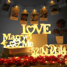 Marry Me LED lumières 5201314 numérique amour Alphabet lampe lumineuse fond mur décoration intérieure pour fête d'anniversaire de mariage 240124