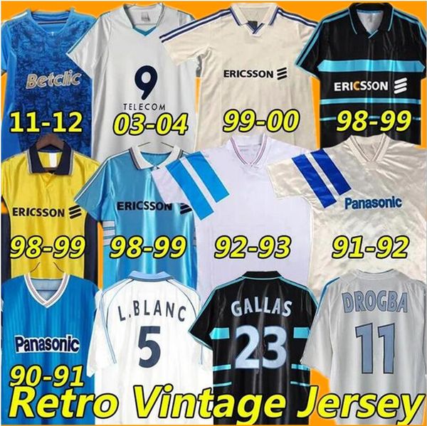 Marseille Maillot de Foot Drogba L.Blanc Retro Soccer Jersey 1990 1991 1992 1993 1998 1999 2000 2003 2004 2005 Pires Vintage Football Shirt Boli Papin Ribery 65468