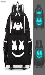 Marshmello Luminous USB ordinateur portable sac à dos American Mystery DJ Étudiant Sac pour adolescents hommes Femmes Girls Boys Bags Bags New8767375