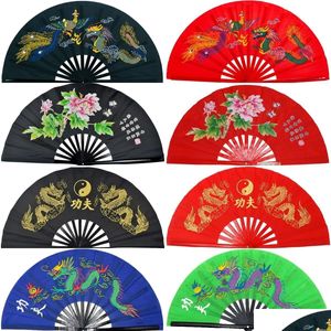 Arts martiaux Bamboo Right Hands Fan Tai Chi Performance Kung Fans Fans Cosplay Black Er China Beaucoup de motifs Drop Livrot Sports Outdoors OTPF3