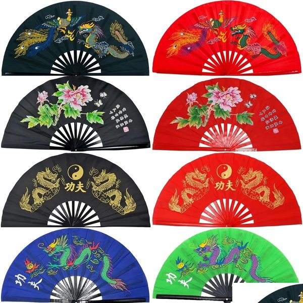 Arts martiaux Bamboo Right Hands Fan Tai Chi Performance Kung Fans Fans Cosplay Black Er Chine Beaucoup de modèles Drop Livrot Sports Outdoors OTNUL