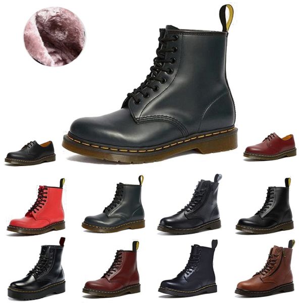 2024 Martins Boots Designer Boot Hombres Mujeres Zapatos de cuero de lujo Tobillo para vaquero Amarillo Rojo Azul Negro Rosa Senderismo Martin Boot Booties Moda