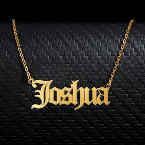 Joshua Old Engelse naam Ketting Roestvrij staal 18K Gold verguld voor dames sieraden naamplaat hanger femme moeders vriendin cadeau