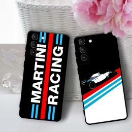 Martini Racing Horizontal Stripe Phone Case pour Samsung Galaxy S23 S10 S10E S7 8 9 Plus S20 21 30 22 Plus Ultra 5G Soft Covers