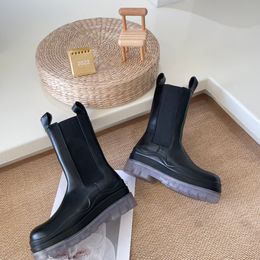 Botas Martinin con plataforma para mujer, botines ahumados que realzan y adelgazan, botas Chelsea de cuero de talla grande, 2023