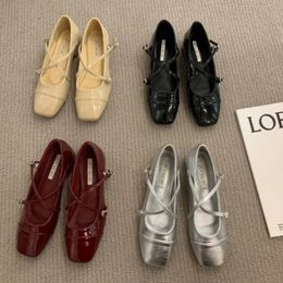 Mary Jane Shoes for Women Retro Medium Heeled Womens Single y cómodo Ballet Rojo Zapatos de Mujer 240506