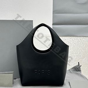 Sac fourre-tout Mary Kate XS en cuir lisse noir Sac à main Deux anses Logo Paris gaufré à haute fréquence à l'avant Femme Sacs de créateurs de luxe totes