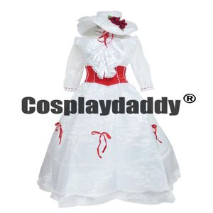 Mary Poppins Film Prinses Mary White Feestjurk Cosplay Costume301M