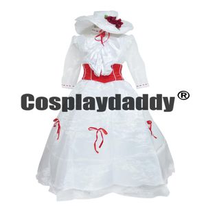 Mary Poppins Film Prinses Mary Witte Feestjurk Cosplay Costume343O