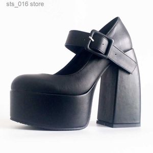 Mary White Dress Black Janes Super Dikke High Heels Platforms Pumps voor vrouwen Spring zomer ondiep feest Chunky Dance S D5F7