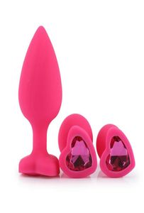 Maryxiong 3pcs Heart Silicone Anal Plug Butt Plug unisex Jeweled Sex Stopper volwassen speelgoed voor mannen Gay Women Anal Trainer voor paar4961539