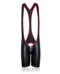 Maryxiong pu lederen bodysuit jumpsuit voor mannen mannelijke bondage korte fetish slaaf sexy playsuit sm bdsm volwassen seks speelgoed4150924