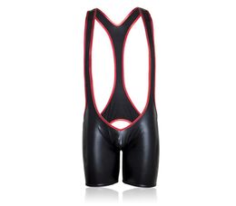 Maryxiong pu lederen bodysuit jumpsuit voor mannen mannelijke bondage korte fetish slaaf sexy playsuit sm bdsm volwassen seks speelgoed7488257
