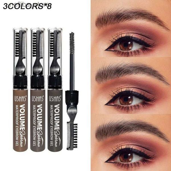 Mascara 24pcs / lot ushas 3colors sourcils Mascara gel de sourcil naturel gel de front étanche durable et colorant pour les yeux L410