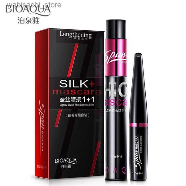 Mascara Bioaqua Black Silk Mascara Juego de maquillaje de pestañas Volumen de alargamiento Volumen 3D Fibra Mascara Cosmética impermeable 2pcs/Lote L49