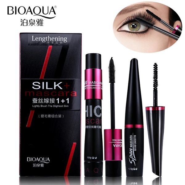 Mascara BIOAQUA Marca Negro Fibra de Seda Maquillaje Set Extensión de Pestañas Alargamiento Volumen 4D Cosméticos A Prueba de agua 2pcslot 231027