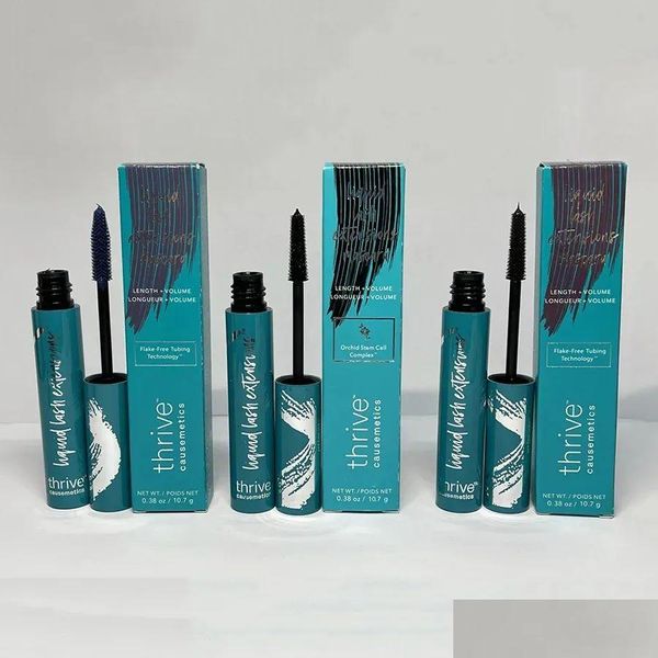 Mascara Famosa marca Thrive Causemetics Extensiones de pestañas líquidas Mascara 3 colores 0.38 oz / 10.7 g Longitud Grueso Maquillaje impermeable Belleza Ojo Dhbfl