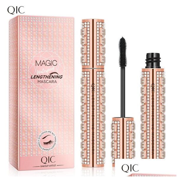 Mascara Qic Peanut Brush Head Fibre Brillant Diamant Étanche Allongement Cring Épais Beauté Maquillage Balck Drop Delivery Santé Yeux Dhlbl