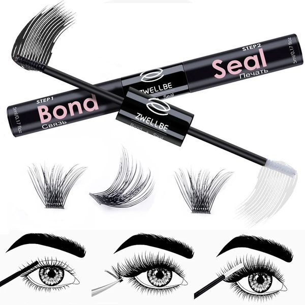 Mascara ZWELLBE Lash Bond and Seal 10ML Clusters de cils Colle à cils longue durée imperméable pour les cils individuels en cluster Colle sans latex 231016