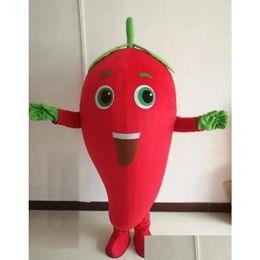 Mascot 2024 Halloween Red Chilli -kostuum Topkwaliteit Cartoonthema ADT MAAT ADT MAAT Kerstcarnival Festival Fancy Dr DHCMS