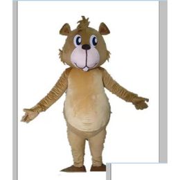 Mascotte un petit Costume d'écureuil marron avec bouche pour Adt à porter des Costumes de vêtements de livraison directe Dhr14