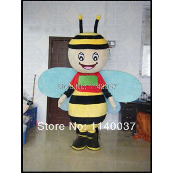 mascotte Blue Wing Honey Bee Mascotte Caractère de dessin animé Adult Caractère HoneyBee Mastre Carnival Costumes Costumes de mascotte