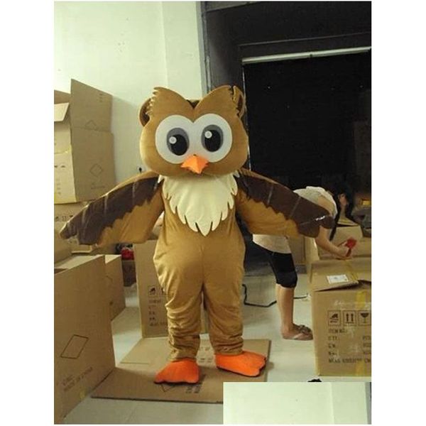 Mascot Version classique Big Face Brown Owl Costume Adt Halloween Birthday Party Cartoon Apparel Costumes Taille Drop Livraison DH5BN