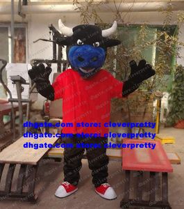 Costume de mascotte Noir Rouge Kerbau Buffalo Bison Wild Ox Bull Bovin Veau Personnage de dessin animé Image Publicité Parc d'attractions zx1469