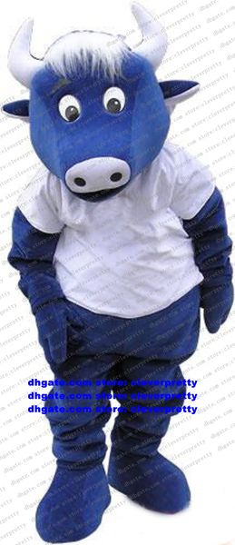 Costume de mascotte bleu Kerbau buffle Bison bœuf taureau vache bétail veau adulte personnage vif haut de gamme promenade sans véhicule zx1519