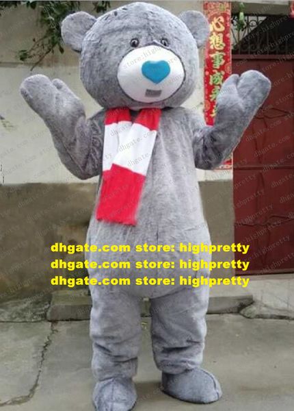 Mascot Costume Grey Wedding Teddy Bear Grizzly Bear Silvertip Grizzlies Scarf adulte a un très bon effet décoratif ZZ3846