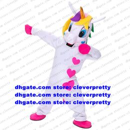 Disfraz de mascota Unicornio con cuerno dorado Caballo volador Arco iris Pony Adulto Personaje de dibujos animados Traje Hotel Pub Alguien dentro CX4028