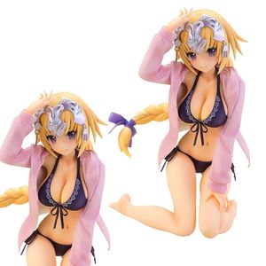 Costumes de mascotte 12 cm Anime Figure Fate Stay Night Jeanne d'Arc Sexy Maillot de bain à genoux Pose Modèle Poupées Jouet Cadeau Collectionner Ornements en boîte PVC