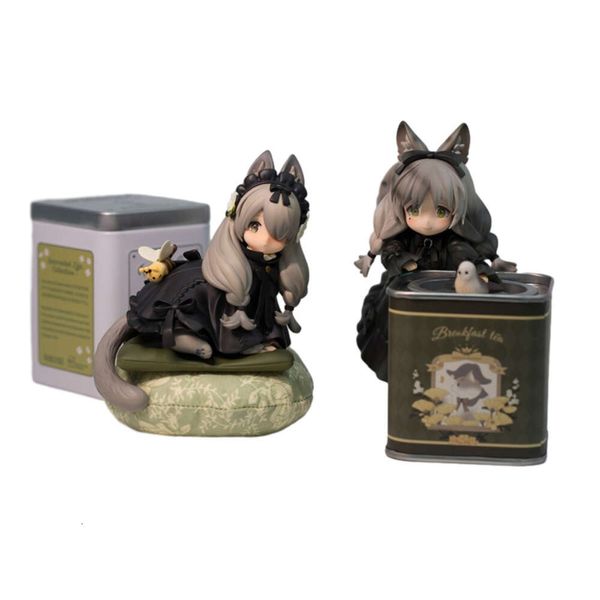 Costumes de mascotte 12 cm Tea Party Cat Anime Figure Q Version Kawaii Tea Time Chats Théière Chat Action Figure Collection Modèle Ornements Jouets Cadeaux