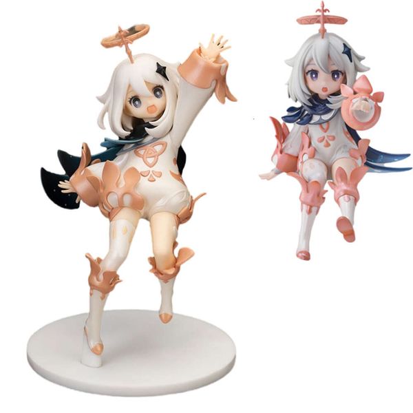 Disfraces de mascotas 13 cm Genshin Impact Anime Figura bidimensional Kawaii Hermosa Chica Paimon Figuras de acción Juguetes Colección Modelo Regalos para niños