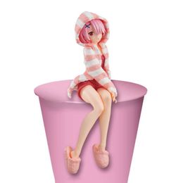 Costumes de mascotte 14 cm Figure d'anime Ram Re: la vie dans un monde différent de zéro nouilles pressées rose vêtements de maison modèle poupées jouet cadeau boîte de collection